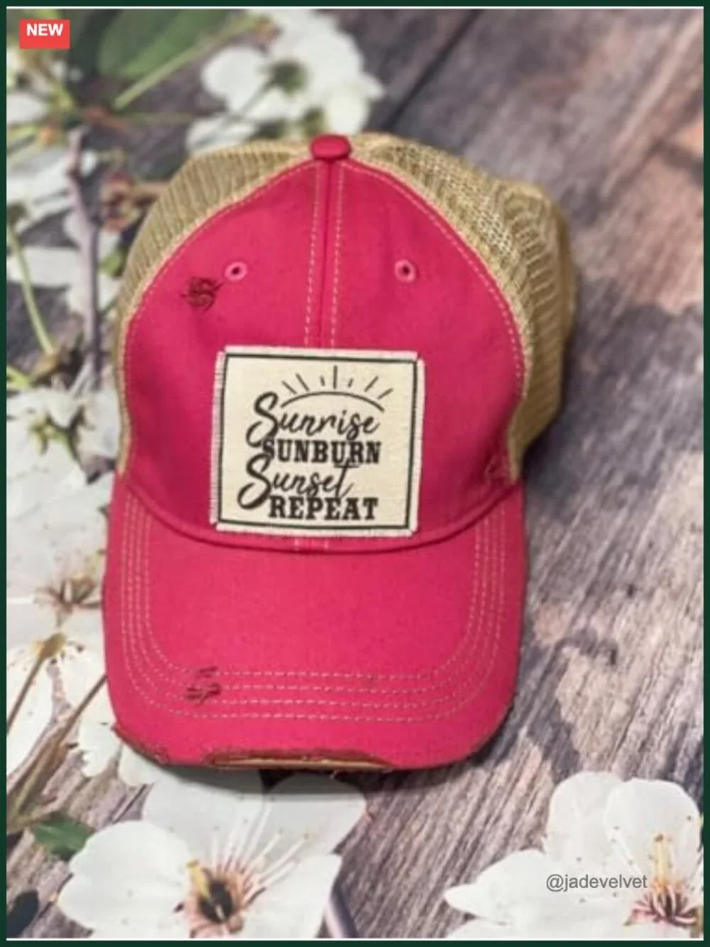 Distressed Trucker Cap Adjustable Snapback Cotton Polyester